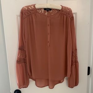 Long sleeve half button up blouse
